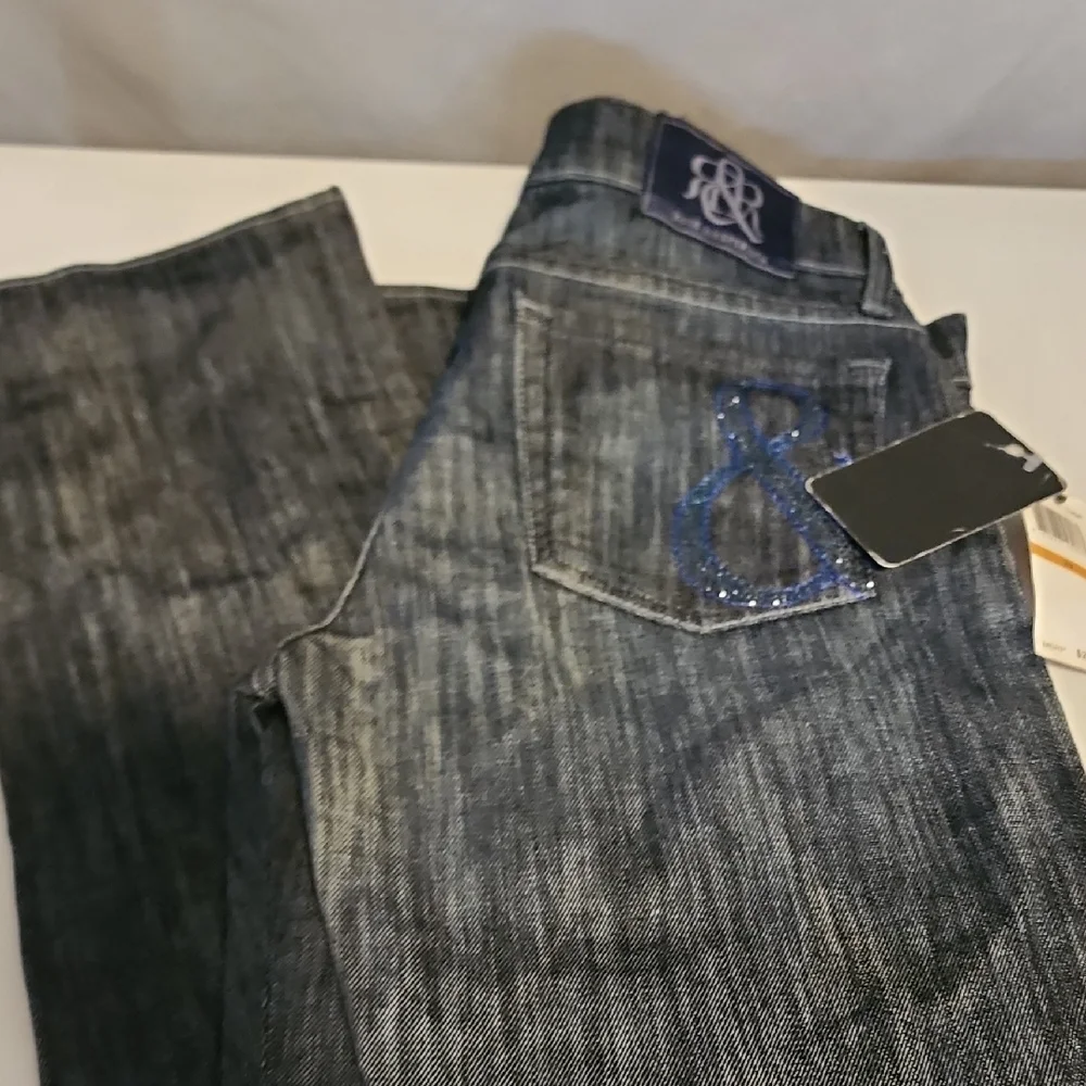 Rock & Republic NWT STELLA Straight Denim Jeans W/GEMS SIZE 29